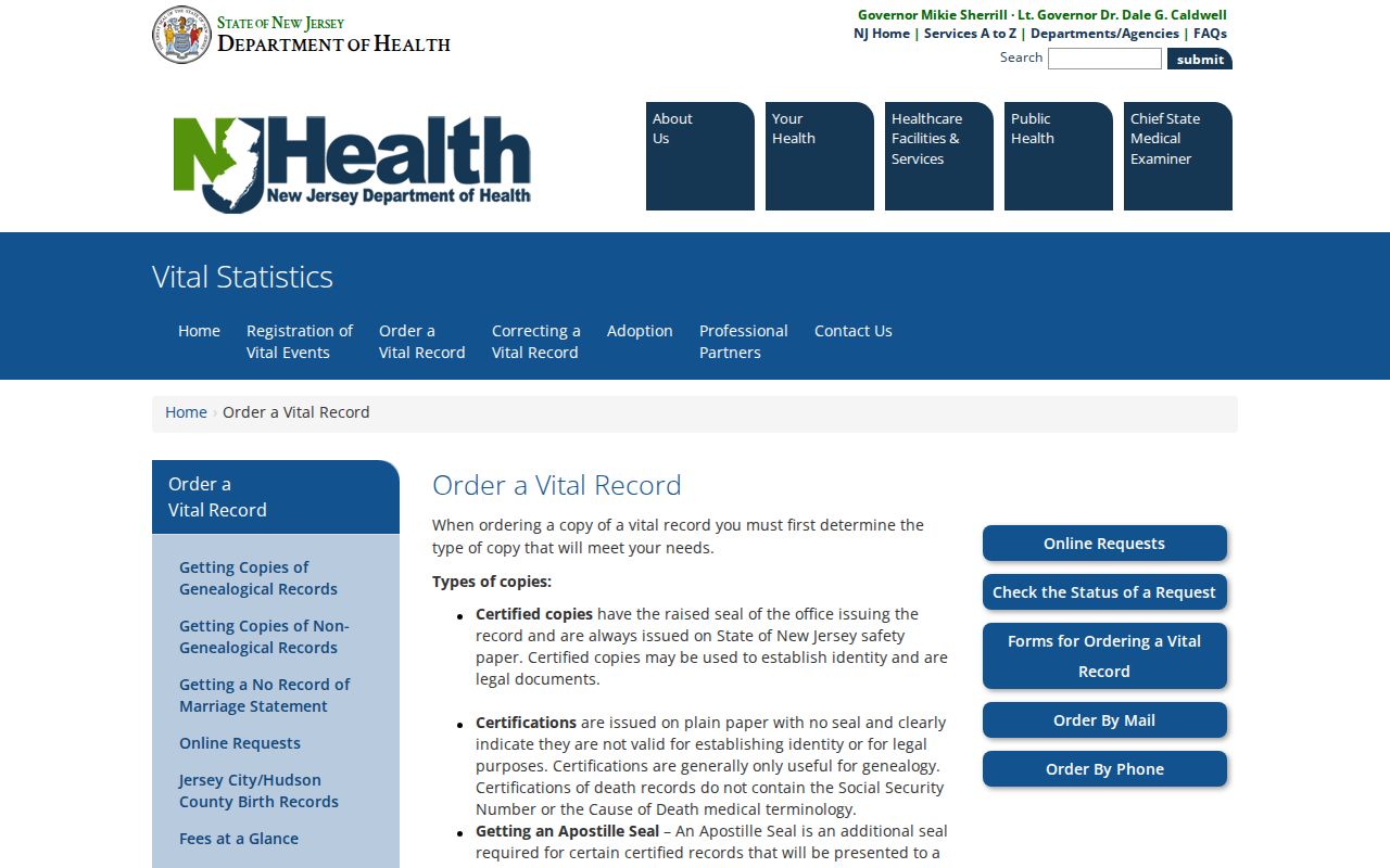 Montgomery Township resident lookup through New Jersey vital-record ordering