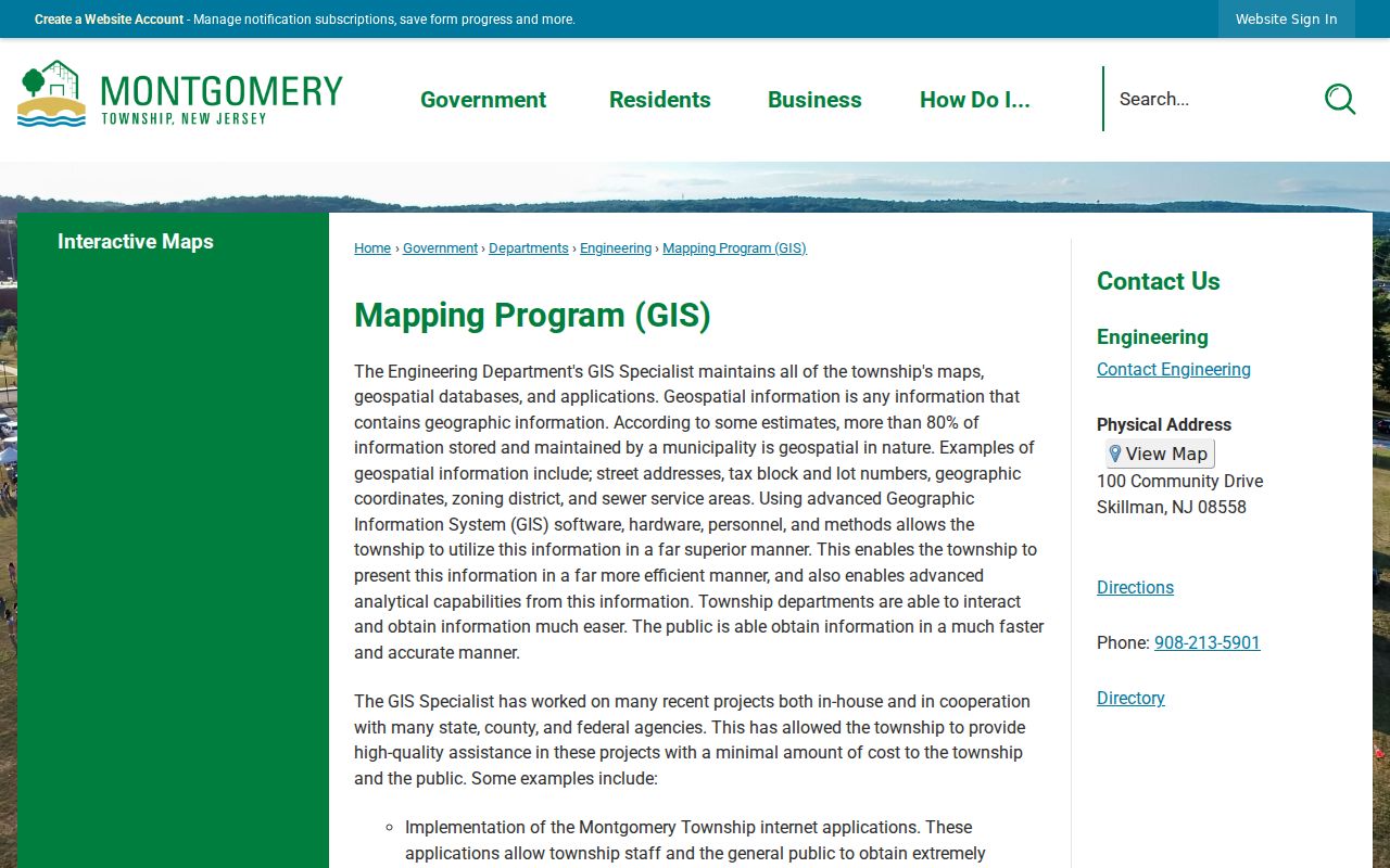Montgomery Township street directory GIS mapping program